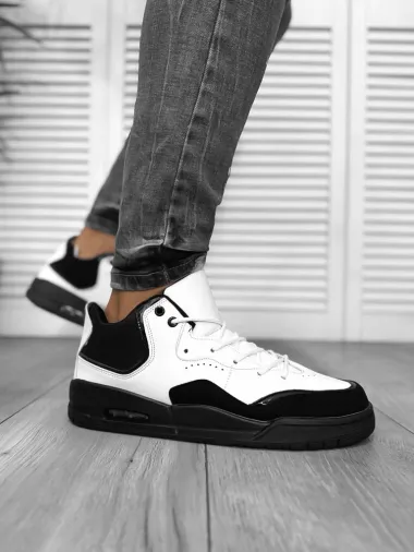 Adidasi barbati casual, albi cu negru 5919